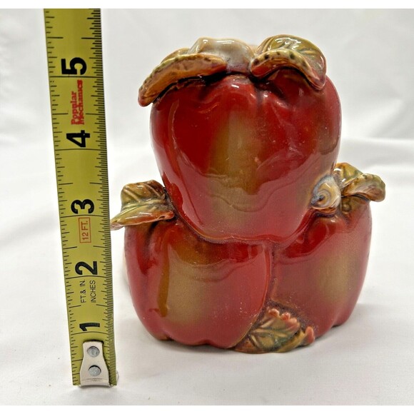 VTG Glazed Ceramic Standing Paper Towel Holder~ Red Apples~ Country Farm Counter - Picture 8 of 9